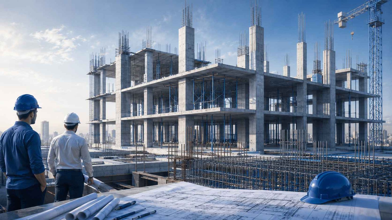 Structural framework of a modern building